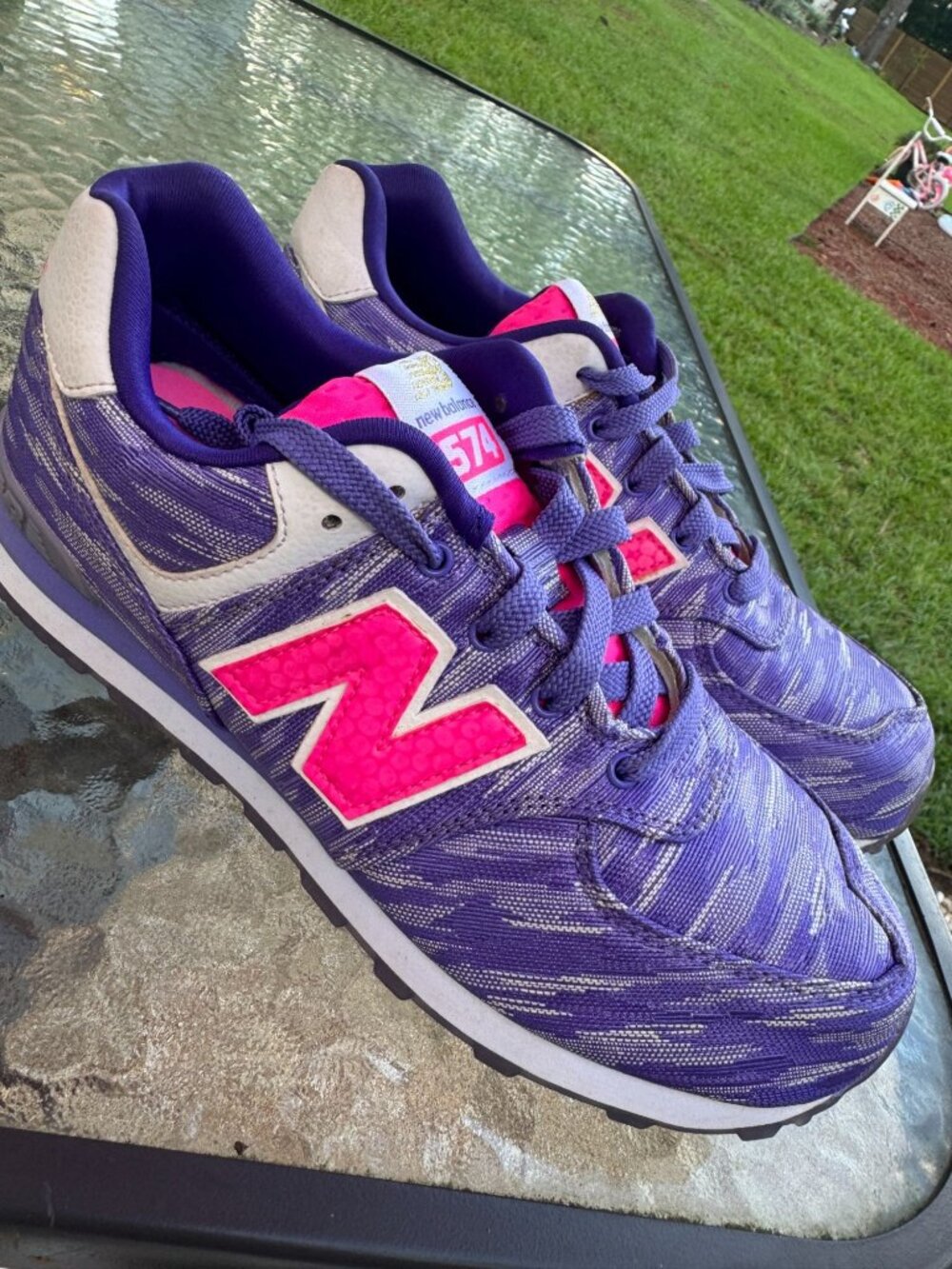 New Balance 574 Classic Purple White Casual Kids Running Sneakers Sz 4.5